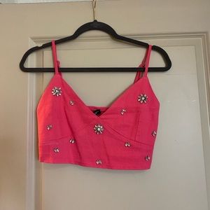 NWT NASTYGAL beaded hot pink crop top!